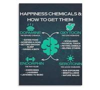 REIUAFWYGV Happiness Chemicals Educational Poster Neurotransmitters Canvas Wall-Art Motivational Decor for Study Room and Office(Framed,12x18inch(30x45cm))