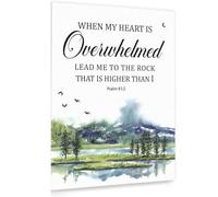 REIUAFWYGV Lead Me To The Rock Canvas Wall-Art - Psalm 61:2 Inspirational Print, Uplifting Scripture Painting for Home, Office, Decor (Framed,16x24inch(40x60cm))