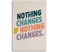 REIUAFWYGV Nothing Changes If Nothing Changes Inspirational Quote Canvas Wall-Art - Retro Motivational Print for Home Office, Living Room, Bedroom(Framed,12x18inch(30x45cm))