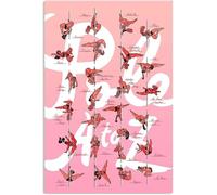 REIUAFWYGV Pole Dancing Poses A to Z Educational - Retro Illustrated Chart of Moves from Basic to Advanced, Vintage Wall-Art for Dance Studio, Home Gym & Club Decor(Framed,16x24inch(40x60cm))