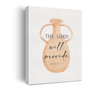 REIUAFWYGV Watercolor Canvas Art 2 Kings 4:1-7 The Lord Will Provide Scripture Wall Decor Modern Home Office(Unframed,08x12inch(20x30cm))