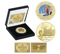 REIWAN Pièce Commémorative France Notre-Dame De Paris Plaquée Or, Pièces De Collection, Pièce De Défi, Souvenirs, Cadeaux