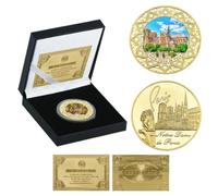 REIWAN Pièce Commémorative France Notre-Dame De Paris Plaquée Or, Pièces De Collection, Pièce De Défi, Souvenirs, Cadeaux
