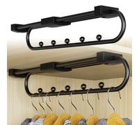 Reixuier 2 PièCes Tringle de Penderie Extensible 30 CM,Tringle Vetement Extensible RéGlable Longueur 30-51.5 CM,Tringle Coulissante Penderie,pour Les Armoires et Les Zones de Rangement