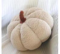 Rejckims Coussin Citrouille, Coussin en Forme de Citrouille Crème Blanc, Coussin Décoratif d'automne pour Canapé en Velours Teddy, Décoration de Halloween pour Maison (A-Blanc Laiteux,35CM)