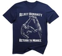 Reject Humanity Return to Monke Meme Monkey Graphic Shirt (3XL, Bleu)