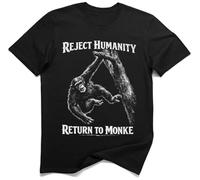 Reject Humanity Return to Monke Meme Monkey Graphic Shirt (3XL, Noir)