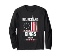 Rejecting Kings 1776 Patriotic USA Flag Vintage 4th of July Manche Longue