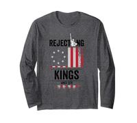 Rejecting Kings 1776 Patriotic USA Flag Vintage 4th of July Manche Longue