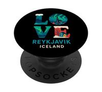 Rejkjavic Islande Love Valentines Northern Lights Garçons Filles PopSockets PopGrip Adhésif