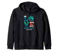 Rejkjavic Islande Love Valentines Northern Lights Garçons Filles Sweat à Capuche