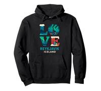 Rejkjavic Islande Love Valentines Northern Lights Garçons Filles Sweat à Capuche