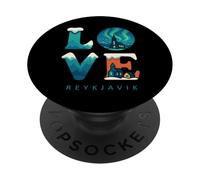 Rejkjavic Islande Northern Lights Love Valentines Garçons Fille PopSockets PopGrip Adhésif