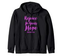 Rejoice in Your Hope Romans 12 Écritures Bible Femme Rose Sweat à Capuche