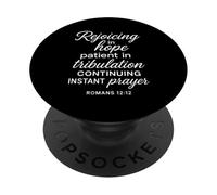 Rejoicing in Hope Romans 12:12 Verse biblique Écriture prière PopSockets PopGrip Adhésif