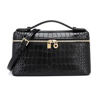 Rejolly Petit sac à bandoulière pour femme avec poignée sur le dessus, sac à main de créateur, sac à main silencieux en cuir de luxe tendance, Crocodile noir (matériel doré), Sac à bandoulière