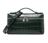 Rejolly Pochette à poignée supérieure pour femme L19 Petit sac à bandoulière en cuir verni silencieux, luxueux et tendance, Motif pierre vert foncé, L19