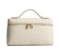 Rejolly Sac à bandoulière pour femme, petite pochette en cuir avec poignée sur le dessus, sac à main de créateur, sac à main silencieux, luxueux et tendance, Autruche blanc crème (matériel doré