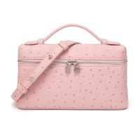 Rejolly Sac à bandoulière pour femme, petite pochette en cuir avec poignée sur le dessus, sac à main de créateur, sac à main silencieux, luxueux et tendance, Rose autruche, 7.9 x 2.8 x 4.3 inches (20