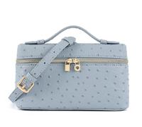 Rejolly Sac à bandoulière pour femme, petite pochette en cuir avec poignée sur le dessus, sac à main de créateur, sac à main silencieux, luxueux et tendance, Autruche bleu clair (matériel doré), Small