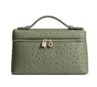 Rejolly Sac à bandoulière pour femme, petite pochette en cuir avec poignée sur le dessus, sac à main de créateur, sac à main silencieux, luxueux et tendance, Autruche vert foncé (matériel doré)