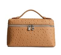 Rejolly Sac à bandoulière pour femme, petite pochette en cuir avec poignée sur le dessus, sac à main de créateur, sac à main silencieux, luxueux et tendance, Marron autruche, Small, Pochette