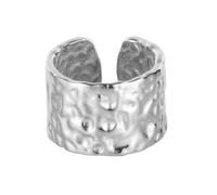 REKALFO Plaqué or 18 carats Alliances pour femmes Large bande martelée Bague ajustable Design inspiré Bagues hypoallergéniques empilables pour les soirées et les bals Argent