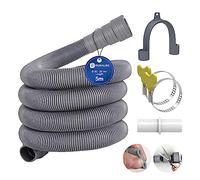 REKALRO Tuyau lave-linge 5m, tuyau d'évacuation des eaux usées avec raccord de tuyau de vidange et 2 colliers de serrage, rallonge de tuyau de vidange Ø 20mm pour lave-linge lave-vaisselle