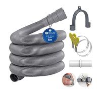 REKALRO Tuyau lave-linge 6m, tuyau d'évacuation des eaux usées avec raccord de tuyau de vidange et 2 colliers de serrage, rallonge de tuyau de vidange Ø 20mm pour lave-linge lave-vaisselle