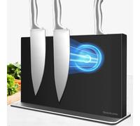 Rekehome Bloc à couteaux magnétique sans couteau, 42 cm, noir, porte-couteaux magnétique en acier inoxydable 304, support magnétique puissant des deux côtés, pour une cuisine bien rangée