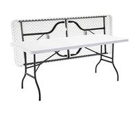 Rekkem Table de Jardin Pliante 8 Places Blanc - 180cm x 74cm x 74cm