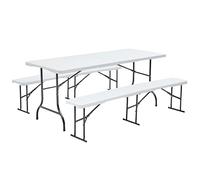 Rekkem Table Pliante 180 cm et 2 bancs Pliables