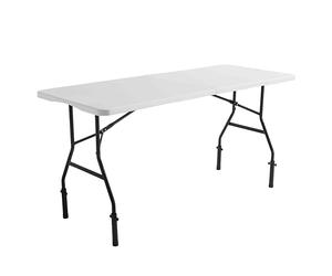 Rekkem Table Pliante Blanche 180 cm avec réhausseurs