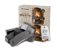 Rekord Briquettes de lignite 20 kg (paquet de 2 x 10 kg) - Briquettes de cheminée à fort pouvoir calorifique et longue durée de combustion - Qualité - Carbure de lignite pour cheminées et fours à