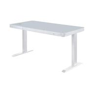 REKT RGo Touch Desk 140 Blanc Bureau Électrique réglable en Hauteur 140x70x74-120 cm Bureau Assis-Debout - Chargement Induction - 2 Ports USB 1 Port USB-C - Plateau en Verre trempé