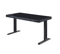 REKT RGo Touch Desk 140 Noir Bureau Électrique réglable en Hauteur 140x70x74-120 cm Bureau Assis-Debout - Chargement Induction - 2 Ports USB 1 Port USB-C - Plateau en Verre trempé
