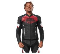 Rekurv C-11.04 Veste de combi cuir Noir/Blanc/Rouge 62 homme