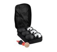 Reladays Boule de pétanque, lot de 6 boules métalliques, étui de transport, avec cochonnet, noire et argentée
