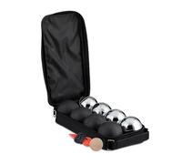 Reladays Boule de pétanque, Lot de 8 Boules métalliques, étui de Transport, avec cochonnet, Noire et argentée