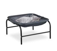 Reladays Lit surélevé pour Votre Chat, siège et Armature, Polyester et Acier, H x L x P : 27 x 45 x 45 cm, Gris et Noir