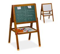 Reladays Tableau Blanc et Noir pour Votre Enfant, magnétique, réglable en Hauteur, 65-77 x 39 x 44,5 cm, Marron