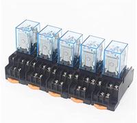 Relais 5set My3 hh53p my3nj Micro Mini Coil Power Relay 11pin 3NO 3NC LED Lampe 5A AC 110V 220V DC12V 24V avec douille(AC220V)