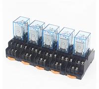 Relais 5set My3 hh53p my3nj Micro Mini Coil Power Relay 11pin 3NO 3NC LED Lampe 5A AC 110V 220V DC12V 24V avec douille(AC110V)