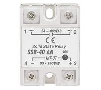 Relais à semi-conducteurs, SSR-40AA 40A AC-AC Entrée 90-250V AC à sortie 24-480V AC Module de relais à semi-conducteurs Relais en plastique à LED