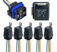Relais automobile 40 80A 4 5 broches DC12V 24V, 5 pièces, avec prise de relais de voiture, robuste(5pcs 40A12V4PIN)