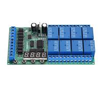 Relais de minuterie, DC 12V Module de relais à 8 canaux Module de relais de temporisation multifonction Carte d'interface Module de commutation de relais de temporisation
