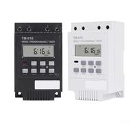 Relais de minuterie numérique programmable - 30 A - 220 V - Montage sur rail DIN - Écran LCD - Fonction de correction automatique - Noir