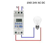 Relais de minuterie programmable numérique hebdomadaire sur 7 jours, 15 A, 30 A, type rail DIN, 2 fils, contrôle AC 12 V, 24 V, 48 V, 220 V, 230 V(30A,1NO 24V AC DC)