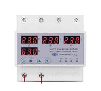 Relais de protection courant réglable 63 A triphasé 3P+N DIN Rail, sélecteur phase, contre les surtensions et sous-tensions