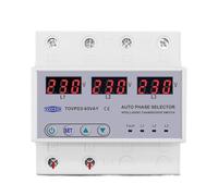 Relais de protection réglable 63 A triphasé 3P+N DIN Rail, sélecteur phase, voltmètre, contre les surtensions et sous-tensions